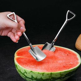 new304 Stainless Steel Spoon Mini Shovel Shape Coffee Spoons Cake Ice Cream Desserts Scoop Fruits Watermelon Scoops dh888