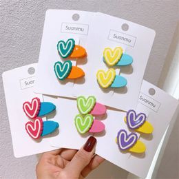 1 Pair New Fashion Children's Duckbill Clip Headwear Korean Sweet Girl Princess Cute Colorful Love Hairpins Hair Accessories