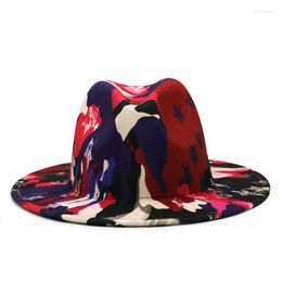 Wide Brim Hats Panama Men Women Colourful Style Top Felt Fedoras Cowboy Hat Retro Artificial Wool British Jazz Cap Elob22