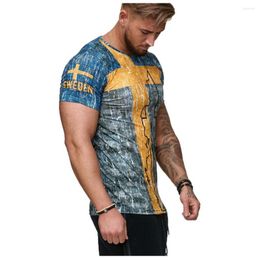 Men's T Shirts Summer Round Neck T-shirt Short-sleeved 3D Printing Trend World Cup 2023 Clothes Streetwear Sport Fashion Fitness