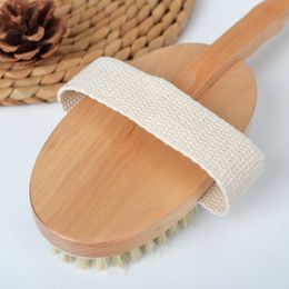 Bath Brushes Sponges Scrubbers Woody Long Handle Bath Brushe Wood Color Detachable Back Rub Tools Bristles Cleaning Brush Bathroom dh545