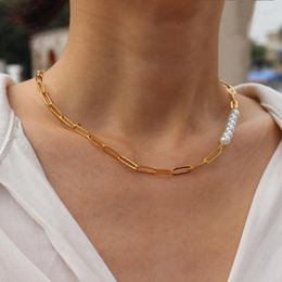 Chains Temperament Chain Necklace Women Fashion Stainless Steel Paper Clip Link For Jewelry GiftChains