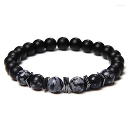 Strand Men Series Beaded Charm Bracelet Natural Onyx Stone Beads Black Glass Bangle For Women Yoga Healing Energy Jewelry