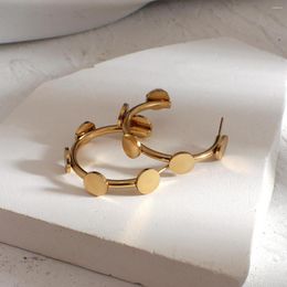 Hoop Earrings AENSOA Trendy Brand Stainless Steel Round C Shape For Women Big Circle Statement Unusual Jewellery