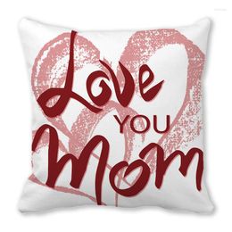 Pillow Single Side Print Sqaure Pink Color I Love Mom Mother's Day Cover Seat Sofa Throw Cases Home Decor 45x45cm