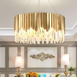 Pendant Lamps FSS Modern Crystal Gold Round Chandelier Lighting Dining Room Bedroom Living Indoor Fixtures