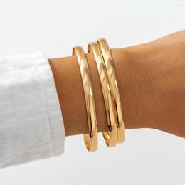 Charm Bracelets IngeSight.Z 3Pcs/Set Punk Gold Color Glossy Bracelet Bangles For Women Men Couple Fashion Alloy Metal Gift 2023