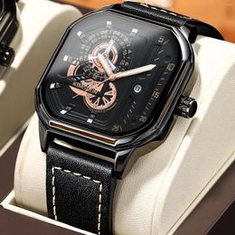 Wristwatches Luxury Men Watch Chronograph Sports Calendar Quartz Watches Military Fashion Wristwatch Square Dail Male Clock Relogio