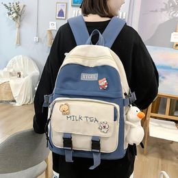 Backpack Large Capacity Korean Waterproof Bump Color Net Schoolbag Kawaii Girls Teenager Bag Preppy Style Travel