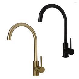 Kitchen Faucets Brushed Gold & Black Faucet And Cold Water Tap Single Handle Rotation Classical Sink Mixer