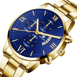 Wristwatches Man Watch Fashion Military Men's Watches Stainless Steel Strap Gold Clock Brand Mens Gifts Quartz Wrist Relogio Masculino