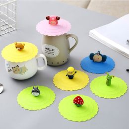 Cartoon Silicone Cup Cover Dustproof Leakproof Tea Coffee Sealed Lid Cap Anti-dust Seal Suction Airtight Cup Reusable Tool Drinkware Lid