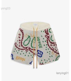 2023 Men's Shorts North American High Street Brand Rhude Cashew Jacquard Drawstring