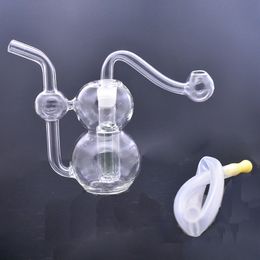 10mm female Mini Gourd glass oil burner bong mini cute Recycler Bubbler dab rig Bongs water tobacco pipe with glass smoking bowl