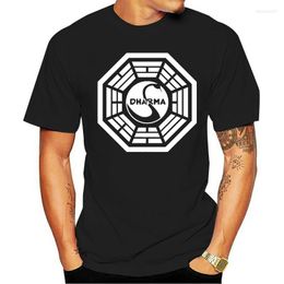 Camisetas masculinas 2023 Moda Lost TV Series Mens Médio Dharma Swan Cult Westworld Retro engraçado algodão