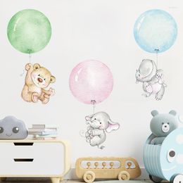 Wall Stickers Cute Cartoon For Children Kids Rooms Girls Baby Room Bedroom Decoration Bear Elephant Balloon Nursery Wallpaper