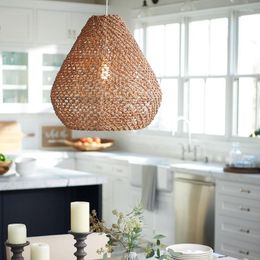 Pendant Lamps Retro Seaside Style Handmade Rope Weaving Chandelier Creative Restaurant Warm Bedroom Study Lighting Design