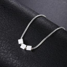 Chains 925 Sterling Silver Necklace 18 Inches Box Chain Simple Square Cube Triangle Pendant For Women Fashion Jewellery Christmas Gifts