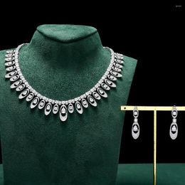 Necklace Earrings Set 013845 Fashion Jewellery For Women And Boat Shape Cubic Zirconia Dubai Bridal Party Gift Wedding Accessories