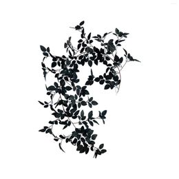 Decorative Flowers Artificial Plant Vine Wall Hanging Black Rose Leaf Rattan Halloween Decoration Outdoor Garden Home Garland