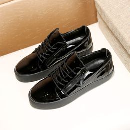 2023 Newest Men's Sneakers Lace Up Zipper Casual Men Flats Double Chain Leisure Style Chaussures Hommes Black White Colour MJNHBV000011