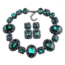 Choker Green Red Clear Crystal Rhinestone Large Collar Necklace Women Luxury Big Gem Glass Statement Vintage Maxi 2023