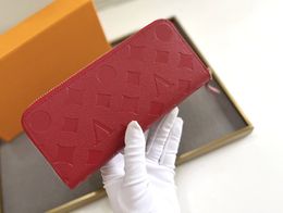 Fashion designer wallets luxury Empreinte zipper purses mens womens embossed flower letter Clemence long card holder slim money clutch bags with box wholesale