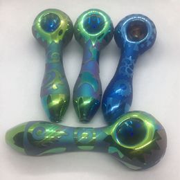 Latest Colourful Rainbow Portable Style Pipes Thick Glass Dry Herb Tobacco Spoon Bowl Philtre Oil Rigs Handpipes More Patterns Hand Bong Smoking Cigarette Holder Tube