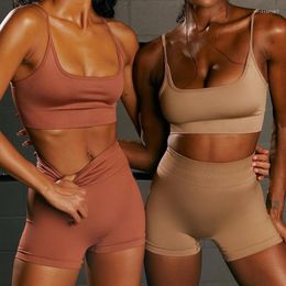 Active Sets Two Piece Yoga Set Women Outfits Jogger Suit Seamless Wear Sexy Ladies Sports Fitness Shorts Workout Clothes Running