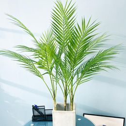 Decorative Flowers 98cm 15Leaves Large Tropical Palm Tree Artificial Plants Real Touch Plastic Leaves Fake Jungle Cocos For Wedding Home