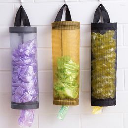 Storage Bags Home Grocery Bag Holder Wall Mount Mesh Plastic Dispenser Hanging Trash Garbage Kitchen Organiser