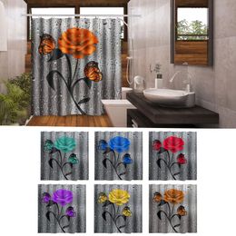 Shower Curtains Happy Valentines Day Bathroom Curtain Rose Decoration Romantic Fabric #T2G