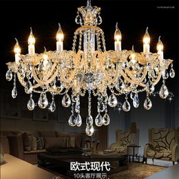 Chandeliers Romantic Champagne Crystal Chandelier Chain Lustre Light Manor Clubhouse Lights Bedroom K9 Chains