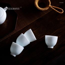 Cups Saucers 6PCS!!!!!! Speical Price!!!WIZAMONY Tea Cup Set White Ceramic High Quality Bulk Price Chinese Porcelain Celadon Hat Bowl