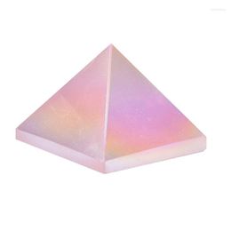 Decorative Figurines Natural Aura Rose Quartz Pyramid Electroplate Healing Stone Reiki Crystal Point Tower Home Decor Crafts Of Gem