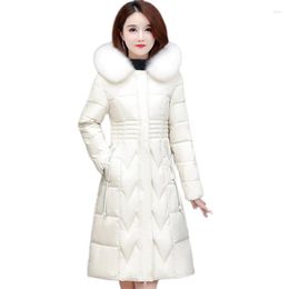 Women's Trench Coats Down Cotton Coat Women 2023 Winter Fashion Long White Duck Velvet Korean Slim Thick Warmth Parkas Jackets Feminina