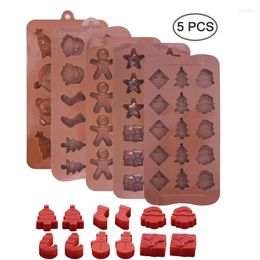 Baking Moulds 5pcs Silicone Chocolate Mould Christmas Cake Decoration Tool Xmas Gingerbread Man Candy Mould Jelly