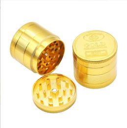 Gold Herb Grinder 40mm 4 Pieces Abrader Alloy Smoke Metal Smoking Herbal Tobacco Grinders Cracker Tools