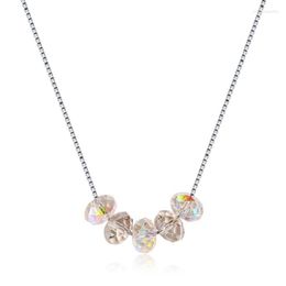 Pendant Necklaces Colourful Oval Beads Fancy Stone Necklace Crystal From Austria For Women Party Anniversary Silver Colour Box Chain Jewellery