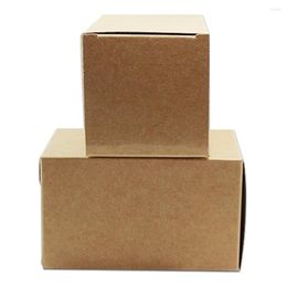 Gift Wrap 50Pcs Brown Kraft Paper Foldable Box For Festival Wedding Snack Chocolate Candy Soap Recycable DIY Packaging Pack