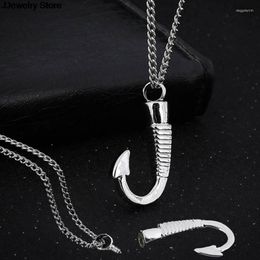 Pendant Necklaces 1pc Fish Hook Cremation Urn Necklace Ashes Keepsake Memorial Jewelry