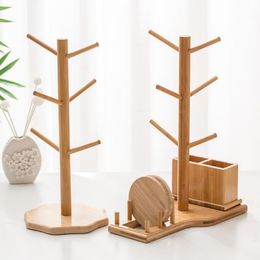 Hooks & Rails Tree Shape Coffee Tea Cup Holder Stand Home Kitchen Mug Hanging Display Rack Wood Storage Drinkware Shelf StorageHooks