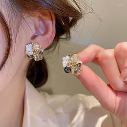 Stud Earrings 18mm Fashion Flower Crystal Exaggerate Wedding Engagement Gift Jewellery