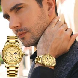 Wristwatches Watch Men Business Watches Mens Gift Boyfriend Gold Stainless Steel Fashion Clock Top Quartz