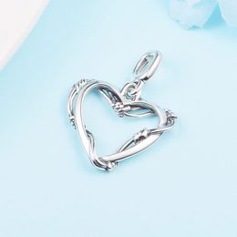 925 Sterling Silver ME Serial Wire Heart Medallion Dangle Charm Bead Only Fits European Pandora Me Type Jewellery Bracelets Necklaces