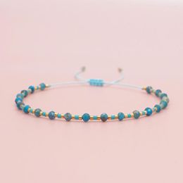 Strand Go2Boho Light Blue Semi-precious Stones Bracelet Narrow Seed Beaded Adjustable Bracelets For Women Girls Teens Jewelry Gift 2023