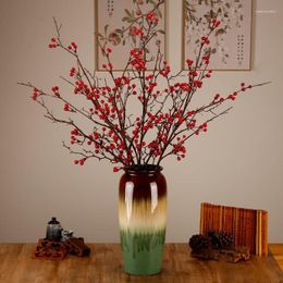 Decorative Flowers Holly Fruit Simulation Flower Arrangement Living Room High Branch Fake Red Berry Acacia Bean