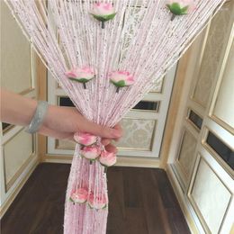 Curtain Flower String Shiny Tassel Line Curtains Window Door Divider Drape Living Room Decor Valance