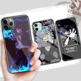 Casos de telefone celular My Hero Academia Anime Glass Glassy Shigaraki Tomura Dabi Case de telefone para iPhone 6 8 7 14 Plus x Xr XS 11 12 13 14 Pro Max Mini Z0316