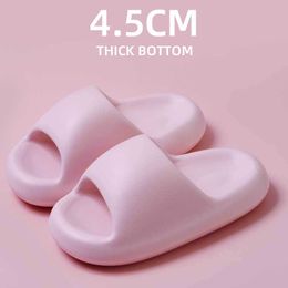 Slippers Minimalist Single Band Slides Home Women Slippers Thick Bottom Platform Soft Non-Slip Sandals Bathroom Men Lovers Woman Shoes Z0317